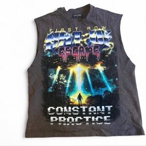 Heavy Sleeveless First Row Band Graphic Tee with Studded Design